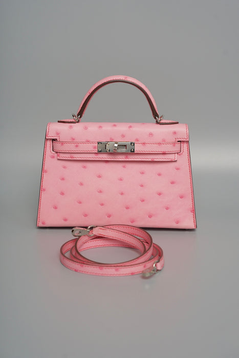 Hermes Kelly 20 in Bubblehgum Pink Ostrich Phw (Brand New)