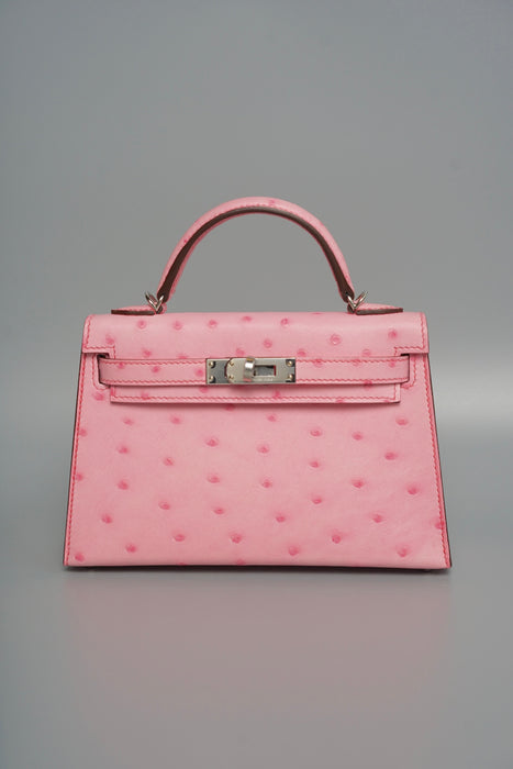Hermes Kelly 20 in Bubblehgum Pink Ostrich Phw (Brand New)