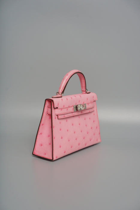 Hermes Kelly 20 in Bubblehgum Pink Ostrich Phw (Brand New)