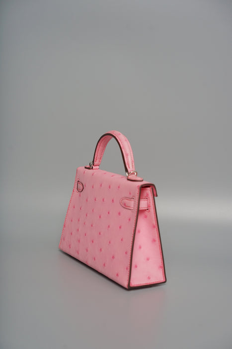 Hermes Kelly 20 in Bubblehgum Pink Ostrich Phw (Brand New)