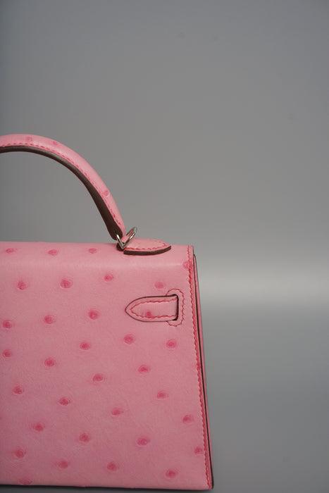 Hermes Kelly 20 in Bubblehgum Pink Ostrich Phw (Brand New)