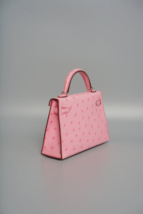 Hermes Kelly 20 in Bubblehgum Pink Ostrich Phw (Brand New)