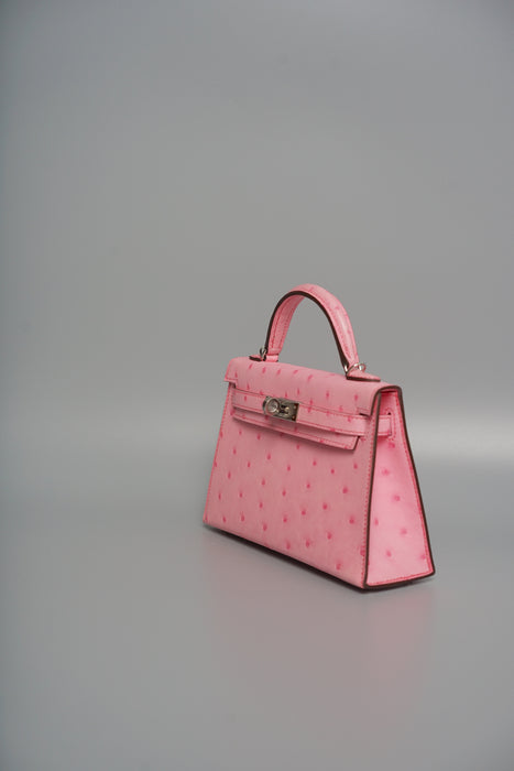 Hermes Kelly 20 in Bubblehgum Pink Ostrich Phw (Brand New)