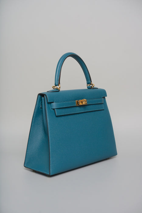 Hermes Kelly 25 in Vert Bosphere Epsom Ghw (Brand New)