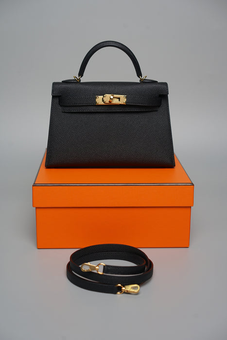 Hermes Kelly 20 in Noir Ghw (Brand New)