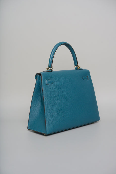 Hermes Kelly 25 in Vert Bosphere Epsom Ghw (Brand New)
