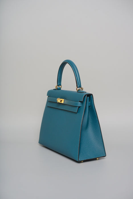 Hermes Kelly 25 in Vert Bosphere Epsom Ghw (Brand New)