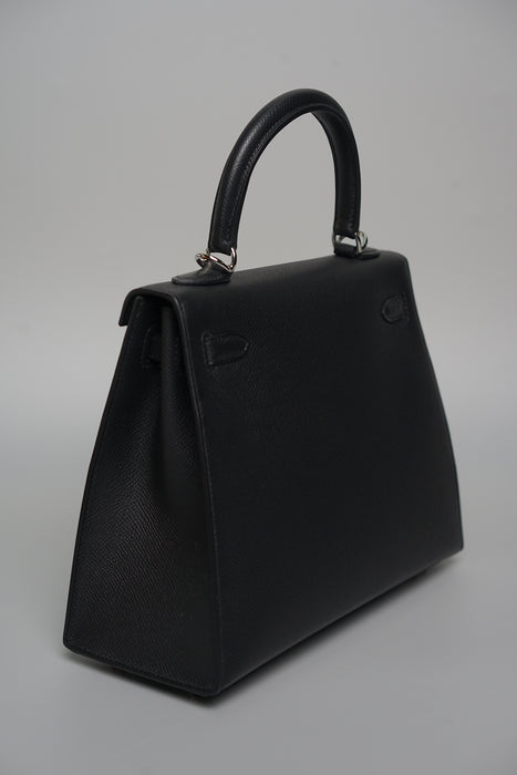 Hermes Kelly II Sellier 25 in Noir Phw (Brand New)