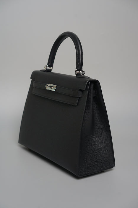 Hermes Kelly II Sellier 25 in Noir Phw (Brand New)