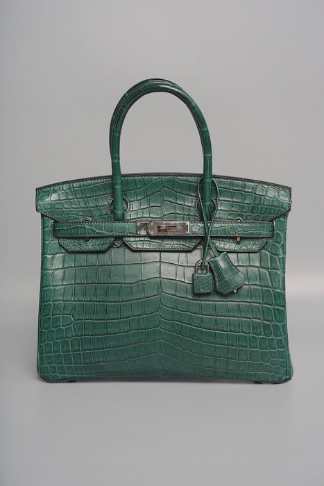 Hermes Birkin 30 in Vert Titien Matte Alligator Phw