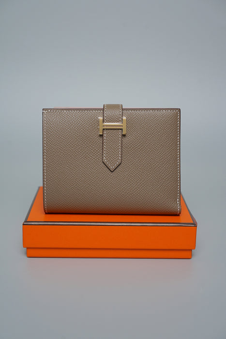 Hermes Bearn Compact Wallet in Etoupe Ghw (Brand New)
