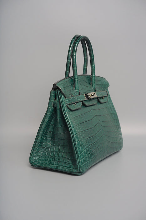 Hermes Birkin 30 in Vert Titien Matte Alligator Phw