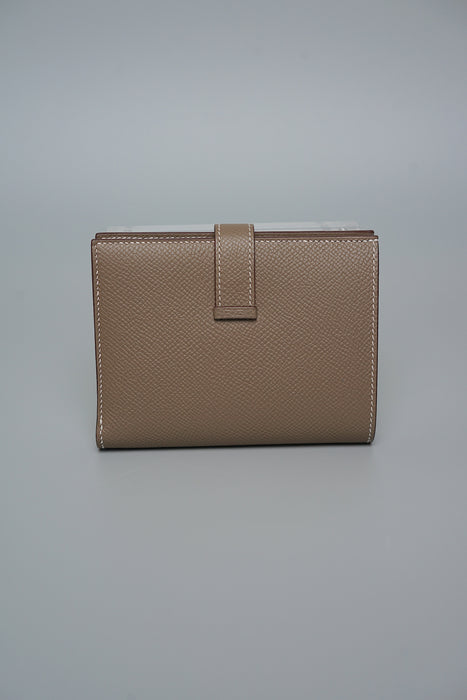 Hermes Bearn Compact Wallet in Etoupe Ghw (Brand New)