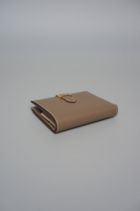 Hermes Bearn Compact Wallet in Etoupe Ghw (Brand New)