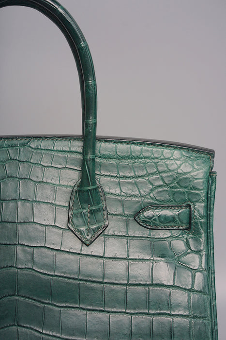 Hermes Birkin 30 in Vert Titien Matte Alligator Phw