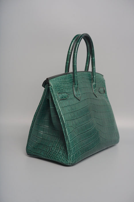 Hermes Birkin 30 in Vert Titien Matte Alligator Phw
