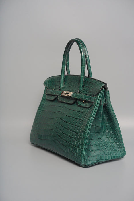 Hermes Birkin 30 in Vert Titien Matte Alligator Phw