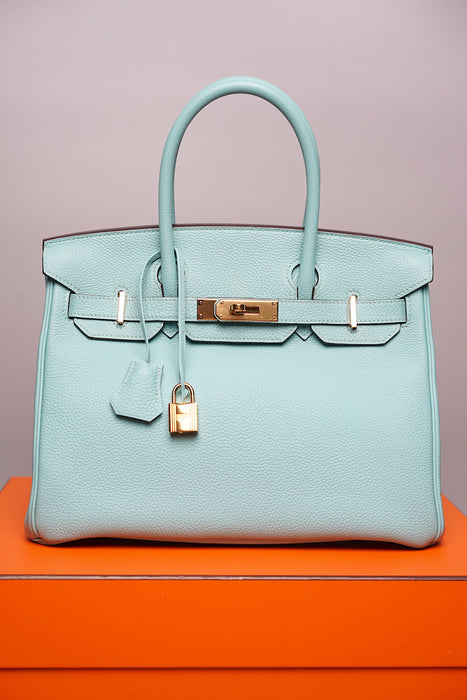 Hermes Birkin 30 in Bleu Atoll Togo Ghw