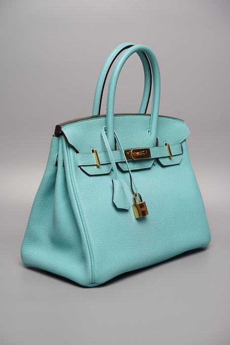 Hermes Birkin 30 in Bleu Atoll Togo Ghw