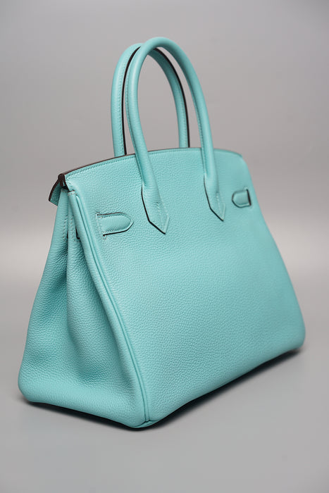 Hermes Birkin 30 in Bleu Atoll Togo Ghw