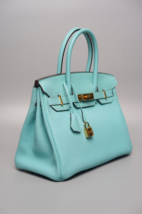 Hermes Birkin 30 in Bleu Atoll Togo Ghw