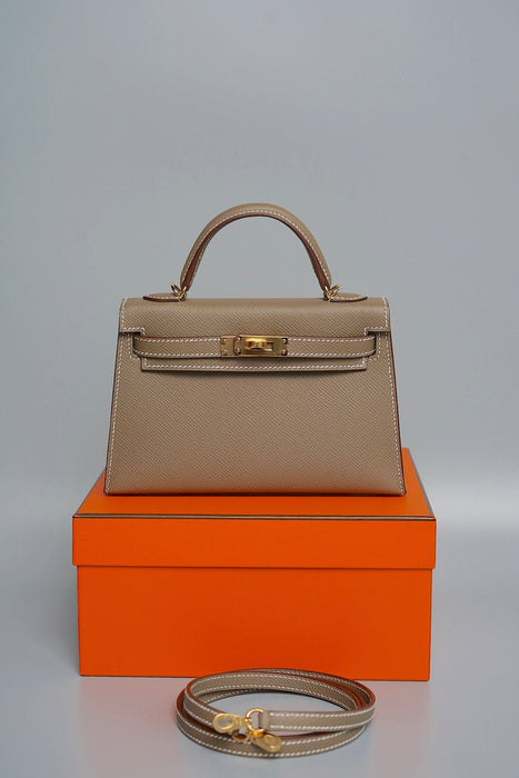 Hermes Kelly 20 in Etoupe Epsom Ghw (Brand New)