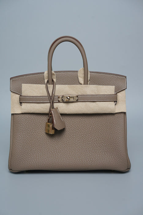 Hermes Birkin 25 in Etoupe Verso Marron Fonce Permabrass (Brand New)