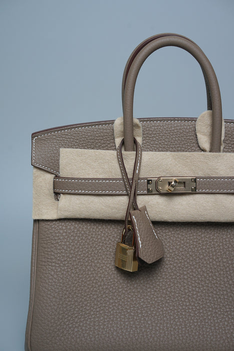 Hermes Birkin 25 in Etoupe Verso Marron Fonce Permabrass (Brand New)