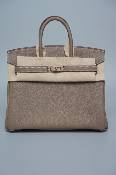 Hermes Birkin 25 in Etoupe Verso Marron Fonce Permabrass (Brand New)