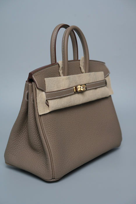 Hermes Birkin 25 in Etoupe Verso Marron Fonce Permabrass (Brand New)