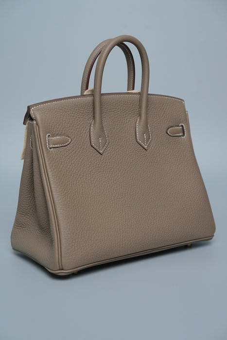 Hermes Birkin 25 in Etoupe Verso Marron Fonce Permabrass (Brand New)
