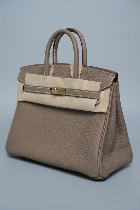 Hermes Birkin 25 in Etoupe Verso Marron Fonce Permabrass (Brand New)