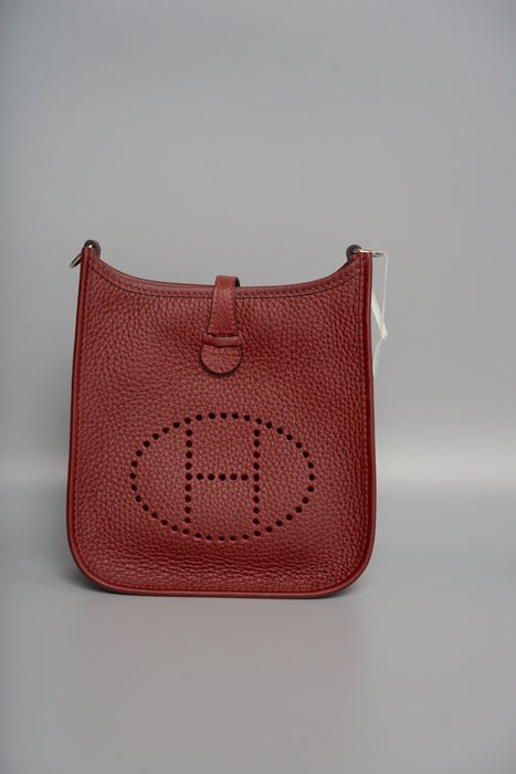 Hermes Mini Evelyne 16 in Rouge H/Orange field/Rose Tyrien Straps Phw (Brand New)