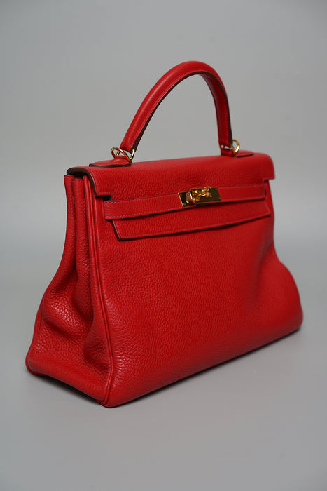 Hermes Kelly 32 Retourne in Rouge Casaque Ghw