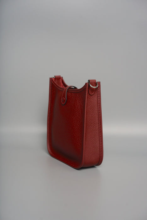 Hermes Mini Evelyne 16 in Rouge H/Orange field/Rose Tyrien Straps Phw (Brand New)