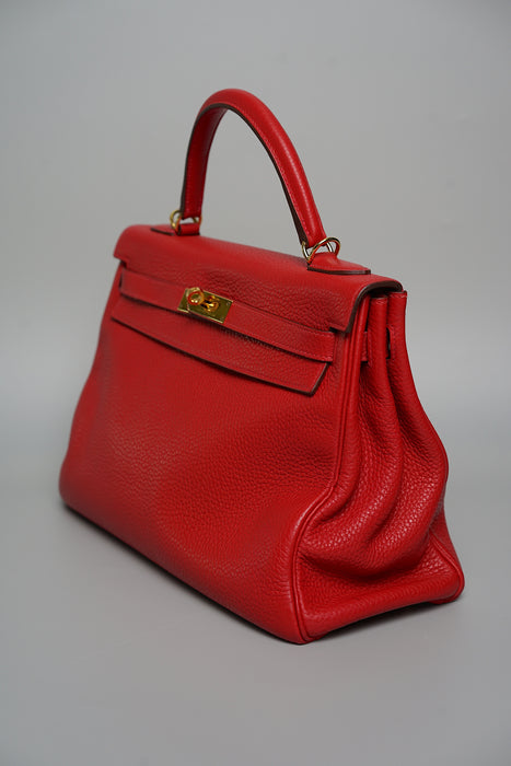 Hermes Kelly 32 Retourne in Rouge Casaque Ghw