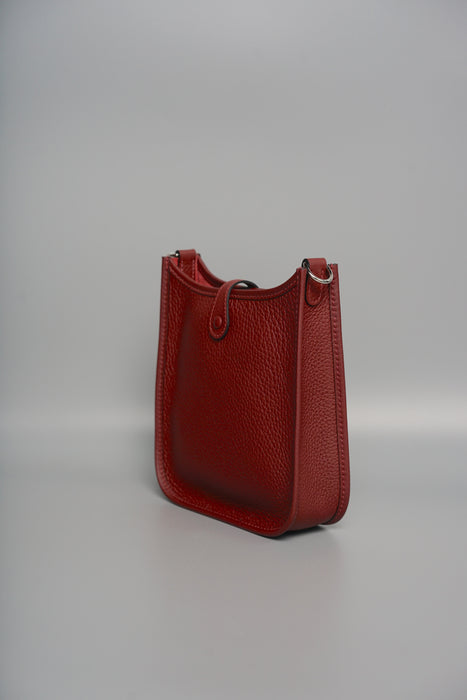 Hermes Mini Evelyne 16 in Rouge H/Orange field/Rose Tyrien Straps Phw (Brand New)