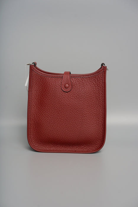 Hermes Mini Evelyne 16 in Rouge H/Orange field/Rose Tyrien Straps Phw (Brand New)