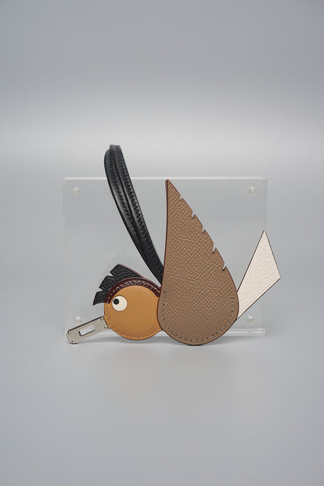 Hermes Birdy Charm in Etoupe/Nata/Biscuit/Noir Phw