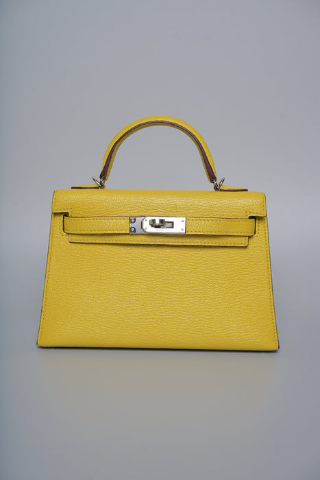 Hermes Kelly 20 in Jaune de Naples Chevre Phw (Brand New)