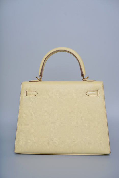 Hermes Kelly 25 in Jaune Poussin Epsom Ghw