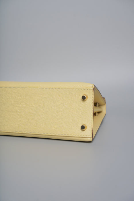 Hermes Kelly 25 in Jaune Poussin Epsom Ghw