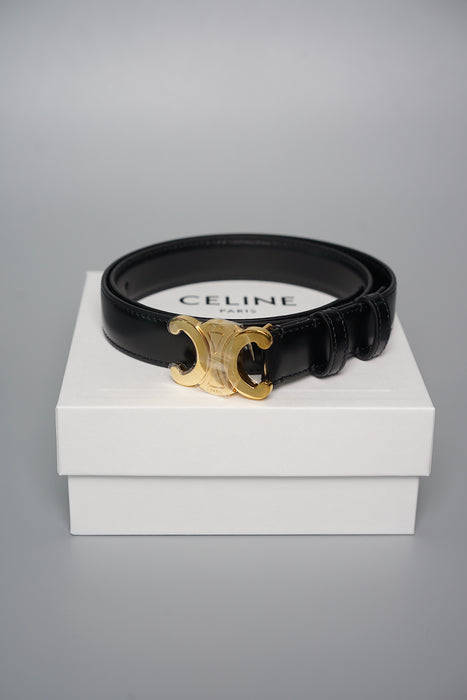 Celine Medium Triomphe Belt in Black Ghw (Brand New)