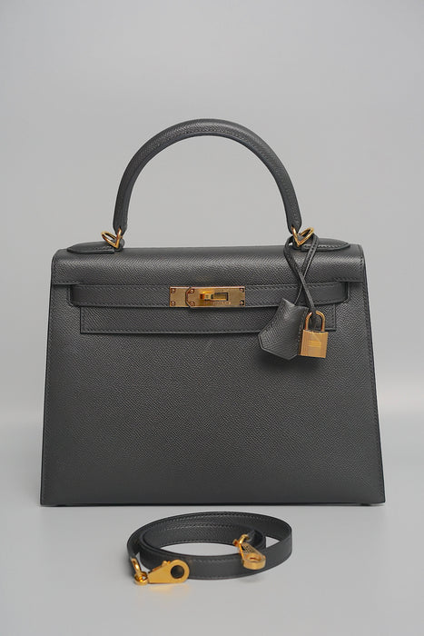 Hermes Kelly 28 Sellier in Black Epsom Ghw