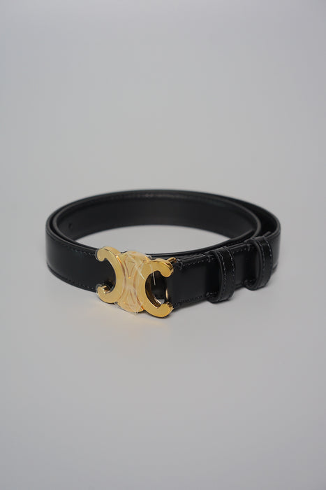 Celine Medium Triomphe Belt in Black Ghw (Brand New)