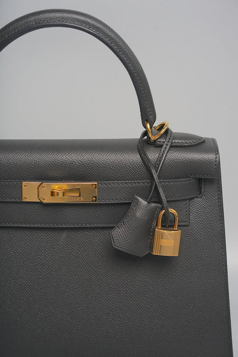 Hermes Kelly 28 Sellier in Black Epsom Ghw