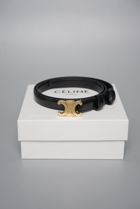 Celine Small Triomphe Belt in Black Ghw (Brand New)