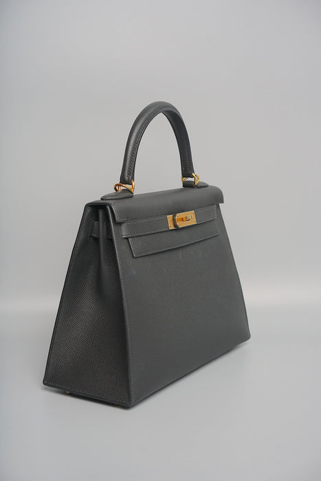Hermes Kelly 28 Sellier in Black Epsom Ghw