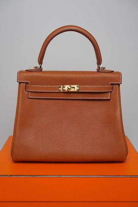 Hermes Kelly Retourne 25 in Fauve Barenia Ghw (Brand New)