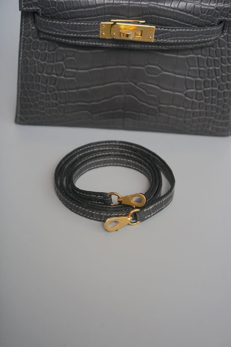 Hermes Kelly 20 in Graphite Matte Alligator Ghw (Brand New)